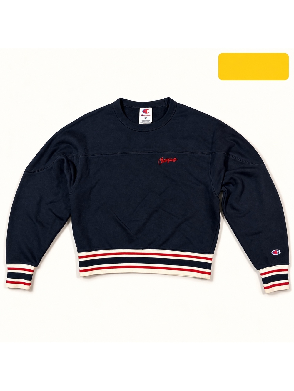 Vintage Champion Elective Navy Cropped Crewneck Size XS